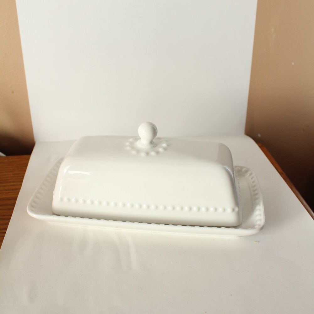 Canvas Butter Dish White Delicate Theme
